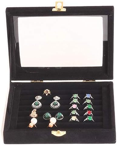 Teerwere Kutije za odlaganje nakita i kozmetike Žene male uši za uši organizator Mulit-utor Klasični prikaz nakita Trval Case Crna