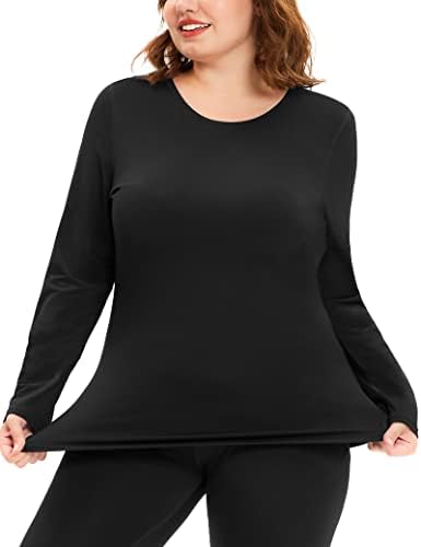 Termalne košulje za žene plus veličine za žene Fleece obložene posade dugih Johns baznog sloja donje rublje