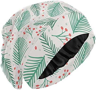 Kapa za spavanje za spavanje Radni šešir Bonnet Beanies za žene Crveno zeleni cvjetni lišće Božić Novogodišnja zima za spavanje Radni