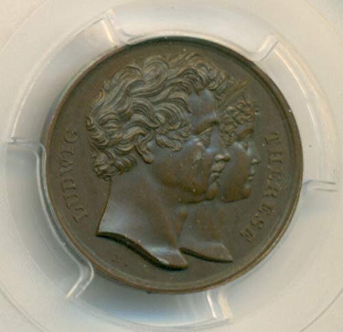 1829 de Nemačka nalaze Bavaria Ludwig I & Therese Medalja SP64 BN PCGS