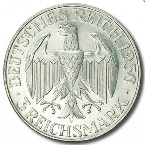 1930. iz 1930. de Retko srebrna 3 Reichmark ZEPPELIN World Let po izboru do Gem Bu! 1930D Munchen Mint! Samo 140.000 kovanih - rijetko