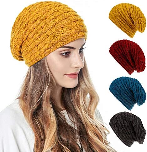 Muškarci Žene Plush Beanie Hat Solid Color Knit Lull Cap Hats Cotton Girls Trendy Slouchy Topne zimske baggy paine kape
