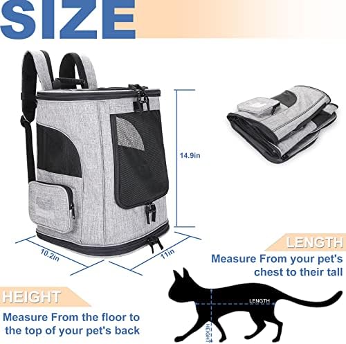 FanKooVia ruksak za kućne ljubimce za male srednje mačke štenci Psi, ventilirani dizajn, sklopivi ruksak za kućne ljubimce sa unutrašnjim