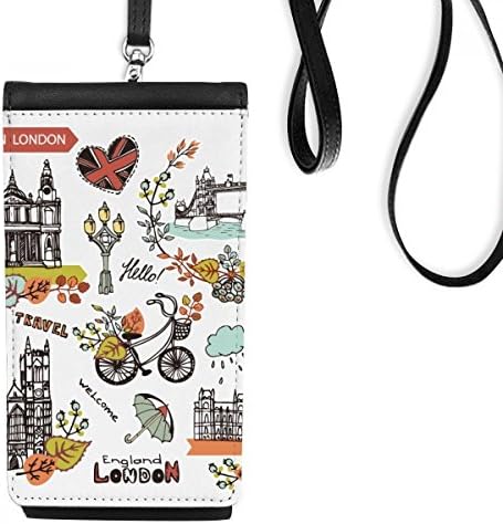 Big Ben London Engleska Art Deco poklon modni telefon novčanik torbica Viseća mobilna torbica Crni džep