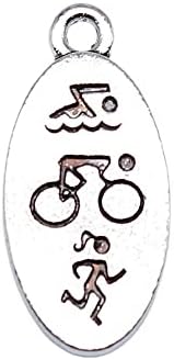 NHKH 10kom 22x10mm Antikna srebrna boja Triatlon plivački biciklistički čari za izradu nakita-00576