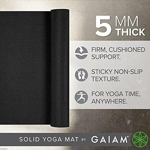 Gaiam Yoga Mat-Premium 5mm čvrsta debela neklizajuća Vježba & podloga za fitnes za sve vrste joge, pilatesa & vježbe na podu