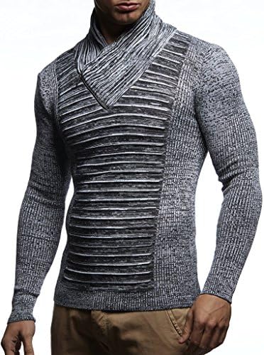 Leif Nelson muški pleteni pulover | Majica s dugim rukavima | Osnovna zimska dukserica sa ovratnikom šal za muškarce