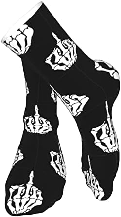chegna Skeleton atletske čarape sa srednjim prstom Sport čarape za trčanje performanse jastučića prozračne čarape za posadu za muškarce žene, Crne, jedne veličine