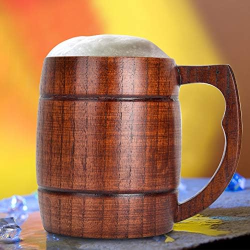 Drvena piva, ručna punjač piva 12oz Prirodni puni čaj za piće za piće za pivo, kavu, tople napitke, mlijeko, vinski drveni tankard poklon barel