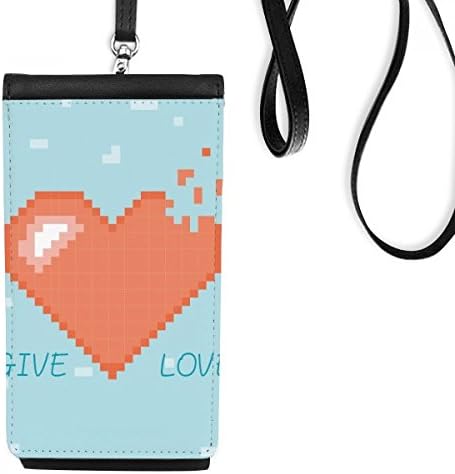 Nestatno srce dajte ljubav piksel telefon novčanik torbica viseće mobilne torbice crni džep