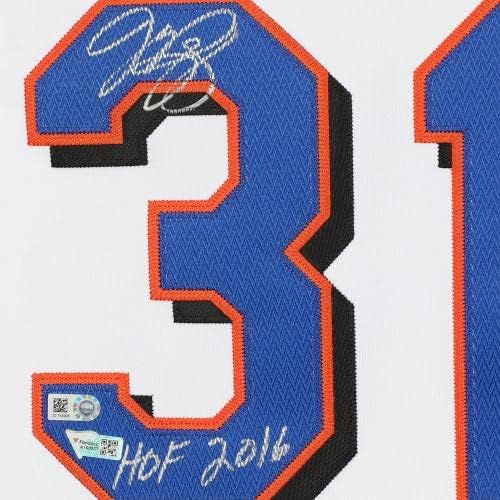 Mike Piazza New York Mets je autentični dres Mitchell i Ness White 2001 sa natpisom HOF - autogramirani MLB dresovi