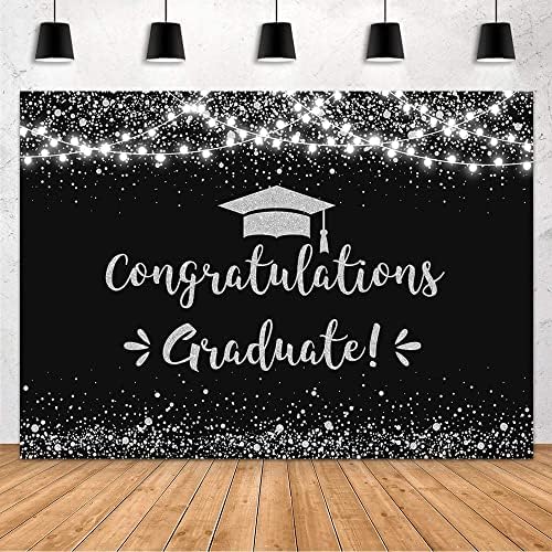 MEHOFOND crna i srebrna pozadina za diplomiranje klasa 2023 dekoracije za diplomske zabave čestitka pozadina za diplomce 2023 Čestitam