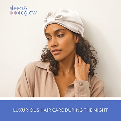 SLEEP & GLOW Silk Turban za spavanje dvostruko slojevito prirodna mulberry svilena noćna kosa za zdravu i sjajnu kosu