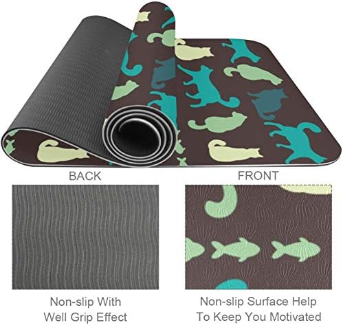 Mačke Silhouette Pattern6mm Print Extra Thick Yoga Mat, Eco-Friendly TPE vježbe Mats Pilates Mat sa za jogu, trening, Core Fitness