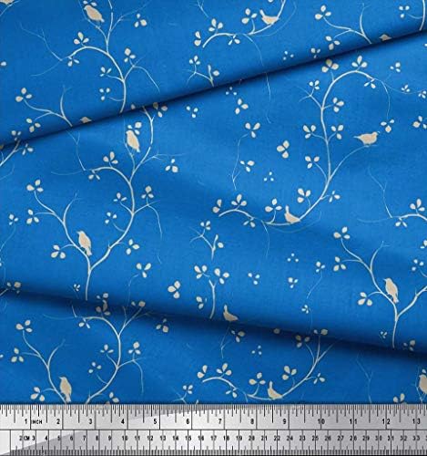 Soimoi Cotton Jersey fabric grane, lišće & amp; Bird fabric Prints by Yard 58 inch Wide