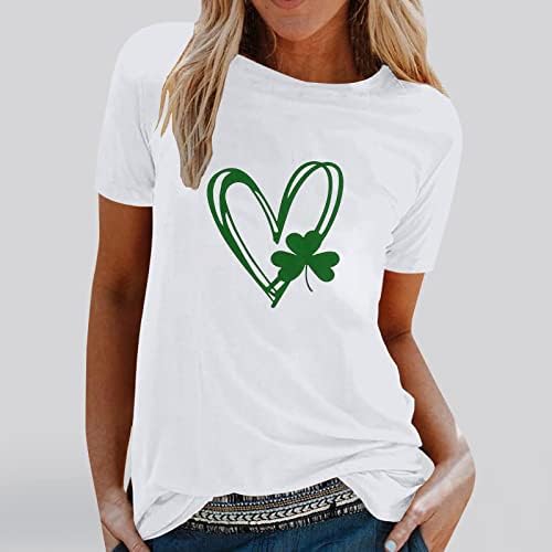 Zeleni Dan Svetog Patrika Tees Top za žene Shamrock srce štampani kratki rukav T-Shirt okrugla klasična bluza ljeto