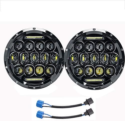 Ricoy Dot odobren, 7 inčni okrugli farovi farovi 75W LED projektor farovi sa DRL kompatibilnim sa Wrangler JK TJ LJ CJ i motociklom
