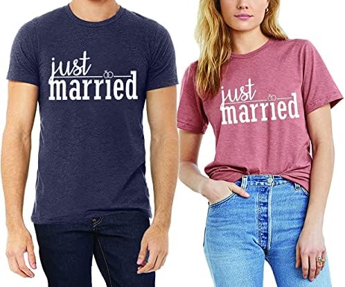 Matching parovi T-Shirt za muža i ženu upravo udala majice vjenčanje medeni majice Casual Kratak rukav Tops