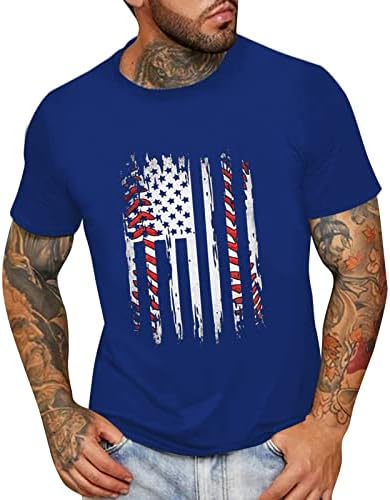 Beuu Patriotske majice kratkih rukava za muške, ljeto retro američke zastave Ispis Crewneck casual labavi modni tee vrhovi